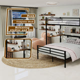 Bunk Bed With Built In Desk & Guardrail Frame