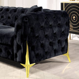 Loveseat With Diamond Button Tufting, Matching Throw Pillows