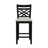 Brooks - 5 Piece Counter Set With Table And 4 Upholstered Seat & Wood Back Chairs - Medium Brown & Black