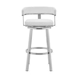 Lorin - 30" Faux Leather And Brushed Stainless Steel Swivel Bar Stool - White