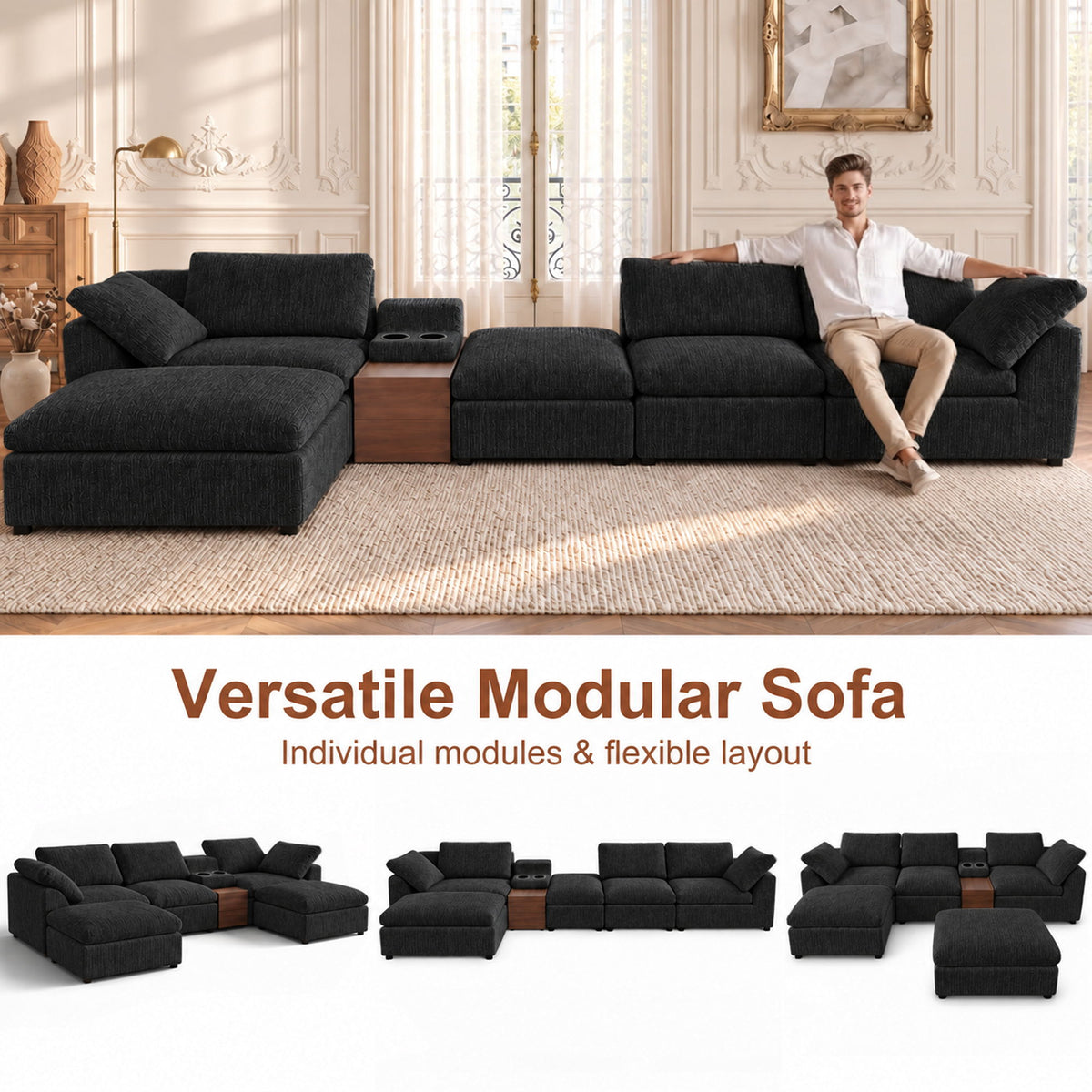 Modular Cloud Couch With Storage Console