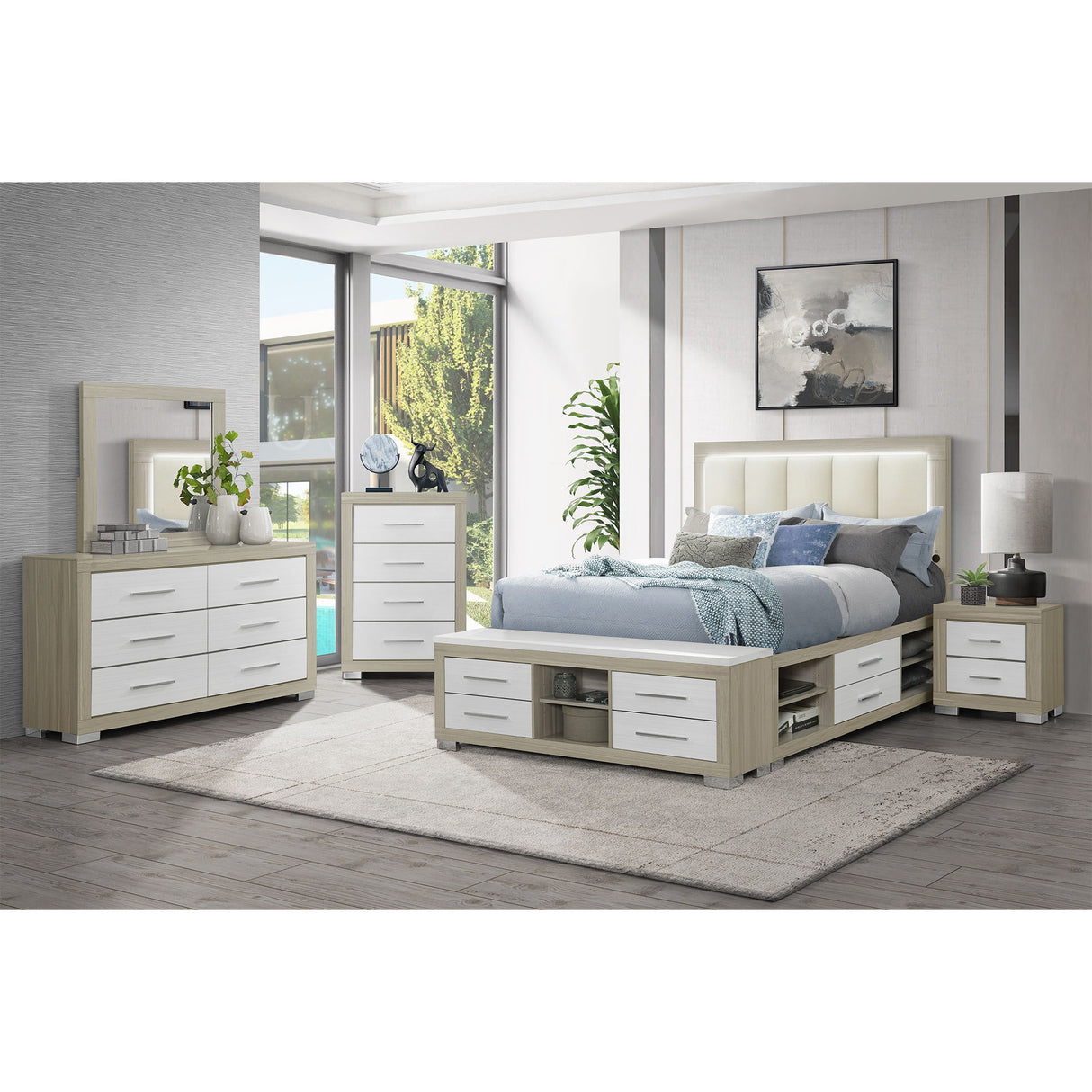 Elsa - 2 Toned And Dresser With Bar Handle And Construction