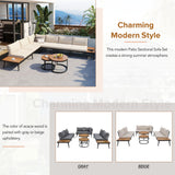 Modern Outdoor Sectional Sofa Set With Nesting Coffee Tables