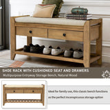 Multipurpose Entryway Shoe Rack With Cushioned Seat And Drawers