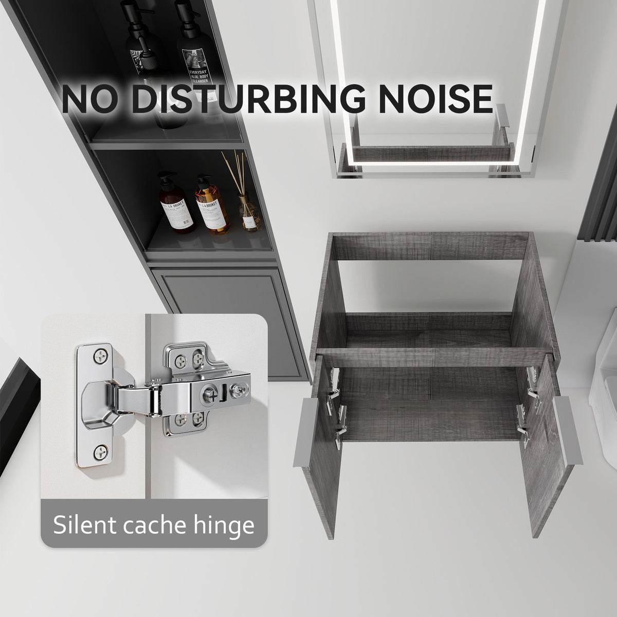 Floating Bathroom Vanity Cabinet With Soft Close Double Doors, Spacious Interior Storage, Wall Mounted, Cabinet Only