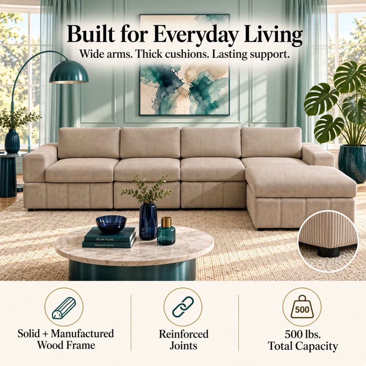 Modular Sectional Sofa, Reversible Set