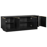 TV Stand, Fluted Media Console With Adjustable Shelves And Cable Holes