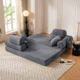 Convertible Sleeper Sofa With & Side Storage Pocket, Foldable Upholstered Couch For Living Room
