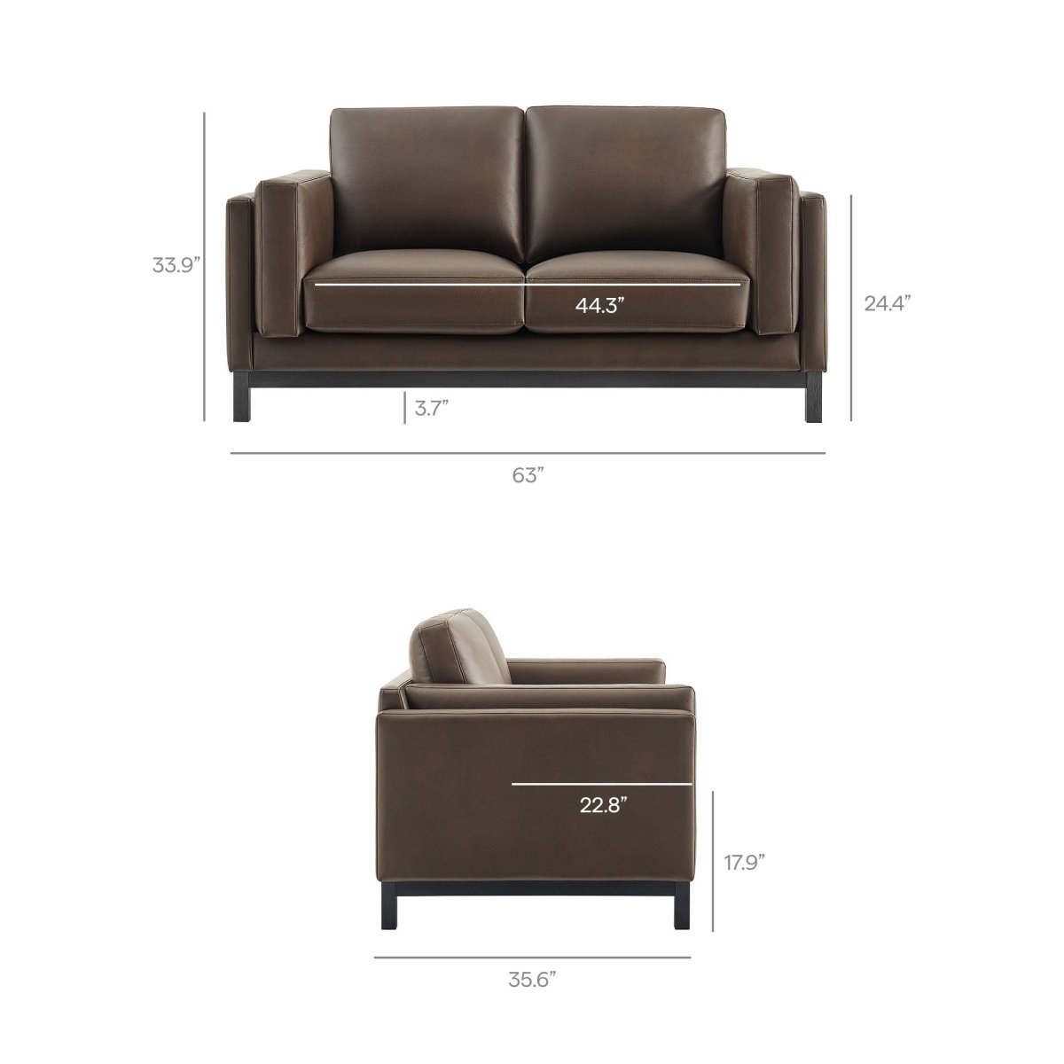 63 Inch American - Traditional Upholstered Vegan Leather Loveseat - Loveseats available at Alpine Outlets in Denver