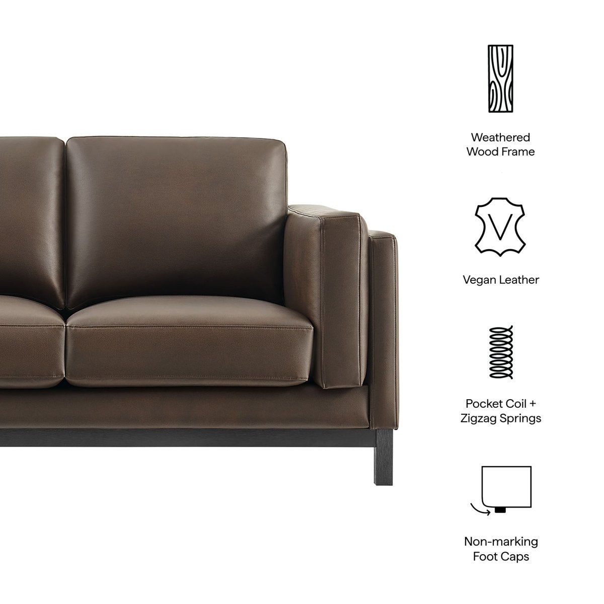 63 Inch American - Traditional Upholstered Vegan Leather Loveseat - Loveseats available at Alpine Outlets in Denver