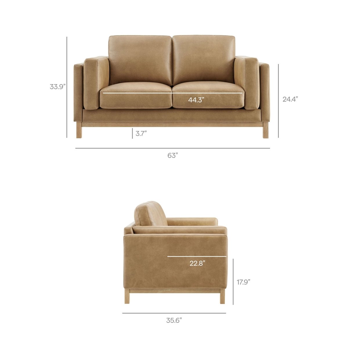 63 Inch American - Traditional Upholstered Vegan Leather Loveseat - Loveseats available at Alpine Outlets in Denver