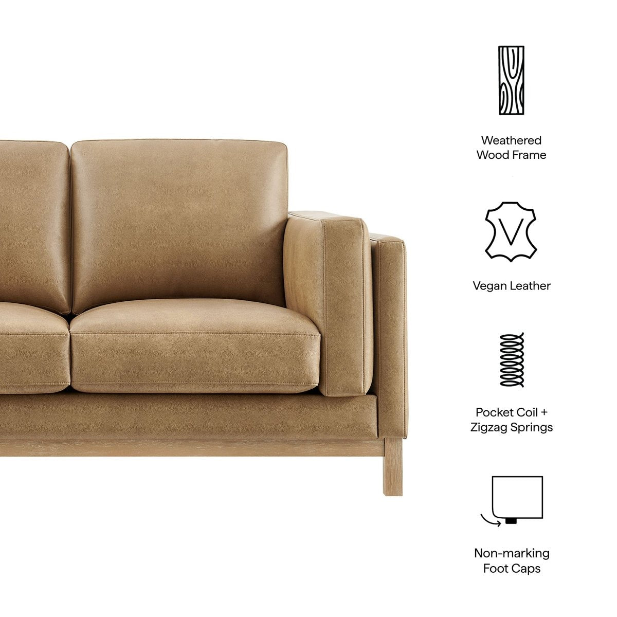 63 Inch American - Traditional Upholstered Vegan Leather Loveseat - Loveseats available at Alpine Outlets in Denver