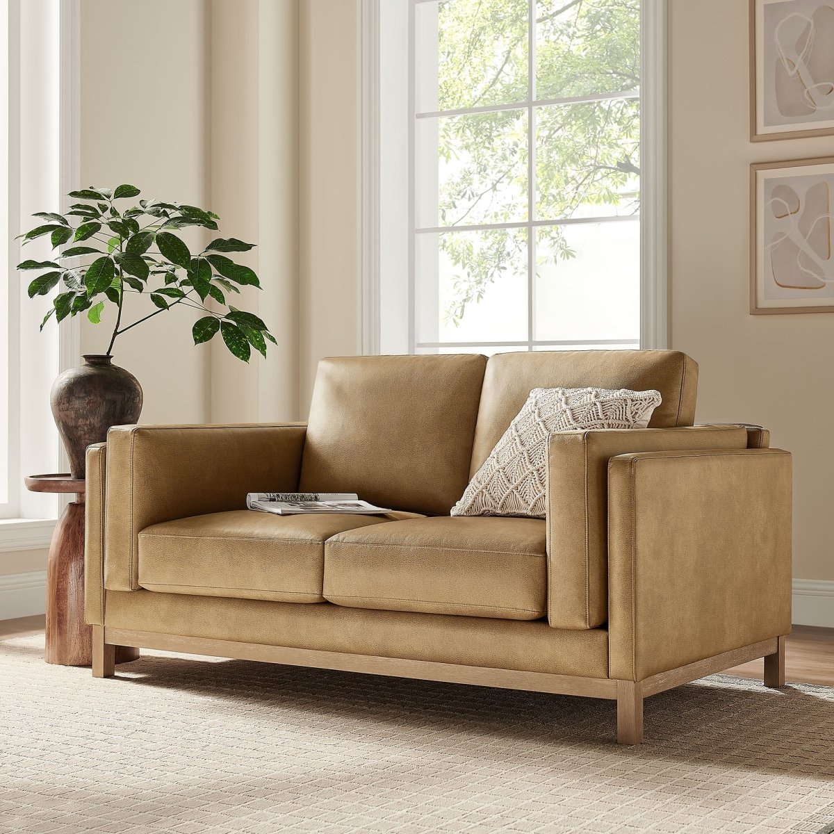 63 Inch American - Traditional Upholstered Vegan Leather Loveseat - Loveseats available at Alpine Outlets in Denver