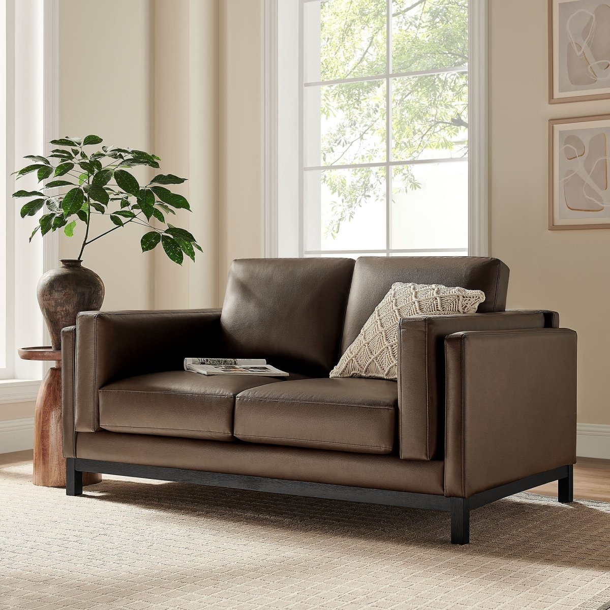 63 Inch American - Traditional Upholstered Vegan Leather Loveseat - Loveseats available at Alpine Outlets in Denver