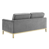 63 Inch Linear Performance Velvet Loveseat with Gold Stainless Steel Legs - Loveseats available at Alpine Outlets in Denver