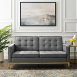 63 Inch Linear Performance Velvet Loveseat with Gold Stainless Steel Legs - Loveseats available at Alpine Outlets in Denver