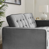 63 Inch Linear Performance Velvet Loveseat with Gold Stainless Steel Legs - Loveseats available at Alpine Outlets in Denver