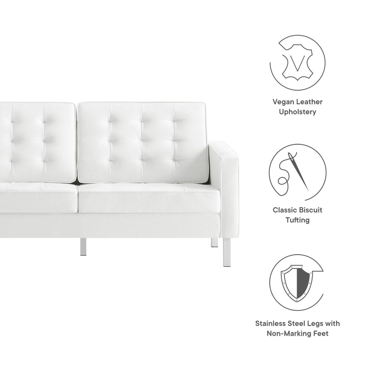 63 - Inch Loft Tufted Vegan Leather Loveseat - Loveseats available at Alpine Outlets in Denver