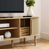63 Inch Mid - Century Curved Beadboard TV Stand - TV Stands available at Alpine Outlets in Denver