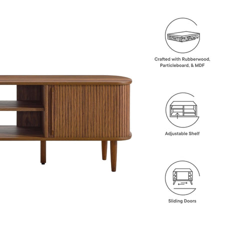 63 Inch Mid - Century Curved Beadboard TV Stand - TV Stands available at Alpine Outlets in Denver