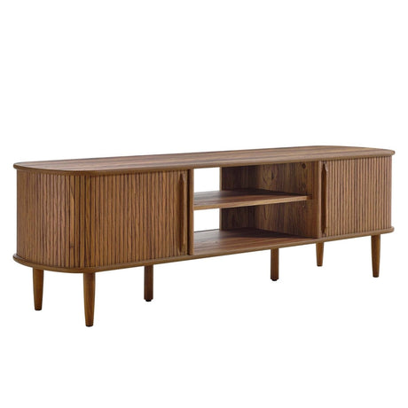 63 Inch Mid - Century Curved Beadboard TV Stand - TV Stands available at Alpine Outlets in Denver