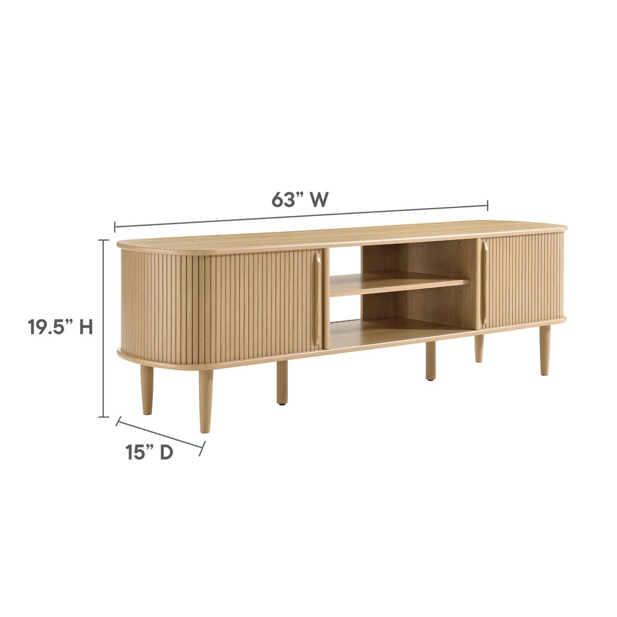 63 Inch Mid - Century Curved Beadboard TV Stand - TV Stands available at Alpine Outlets in Denver