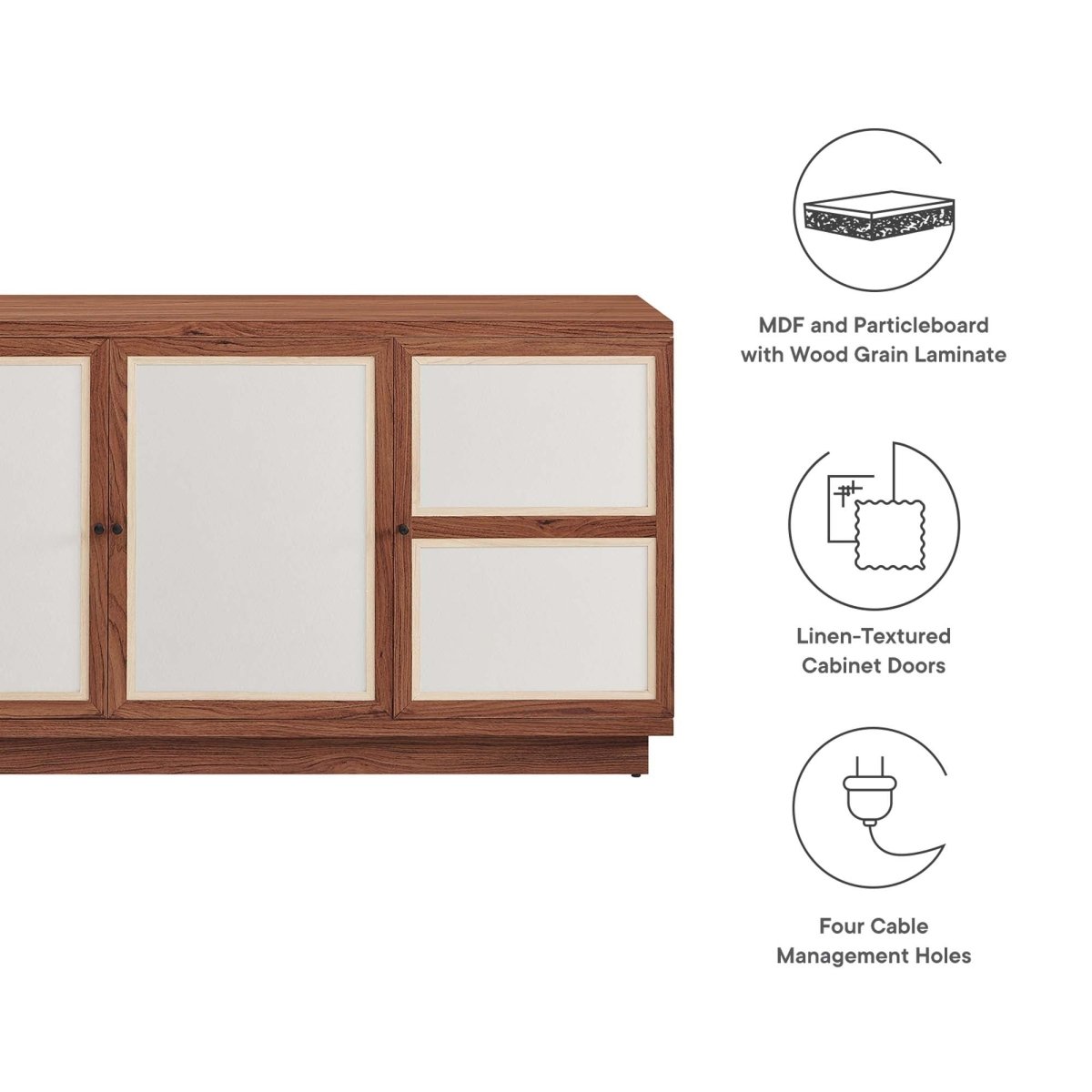 63 Inch Wood Grain Media Console TV Stand in Walnut - TV Stands available at Alpine Outlets in Denver