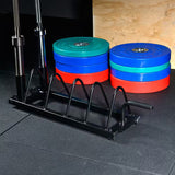 Costoffs Horizontal Barbell Bumper Plate Rack Strength Fitness Rack Plate Holder Standard Plate Weight Storage Rack with Handle and Wheels