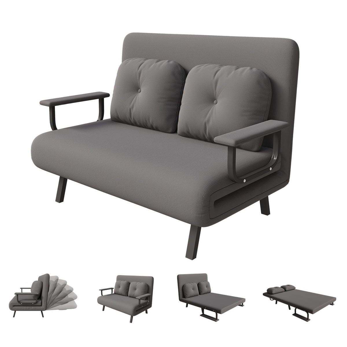 5 In 1 Convertible Sofa Bed For 2 With Adjustable Backrest