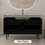 Bathroom Vanity With Undermount Sink, 4 Drawers Storage, Free Standing / Wall Mounted - Black / White