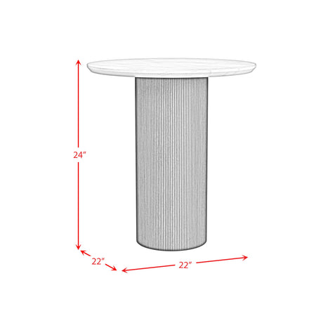 Sylvie - Round Table With White Faux Marble Top And Base