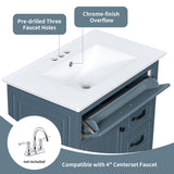 Bathroom Vanity With Sink Top, Flip Drawers, Adjustable Shelf