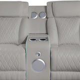 Electra - Power Recliner Sectional Sofa With Power Headrests, Console Loveseats, Wedge, LED Light Strip, Speakers