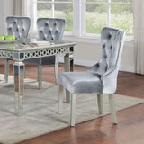 Upholstered Wingback Dining Chair (Set of 2) - Dark Gray / Silver