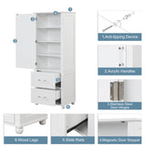Tall Freestanding Bathroom Storage Cabinet With 2 Drawers And Adjustable Shelf