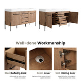 60" Freestanding Bathroom Vanity With Double Sink, Soft Close Doors, 3 Drawers - Imitative Oak