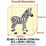 Standing Zebra Garden Statue, Animal Sculpture With 2 Ground Stakes For Outdoor Decor - Black White