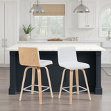 Vienna - Modern Counter Height Swivel Bar Stool - Patterned Oak Wood Frame