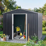Outdoor Metal Storage Shed Garden Building Heavy Duty with Floor Base