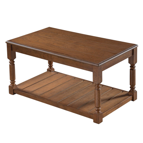 Coffee Table With Slatted Lower Shelf For Living Room