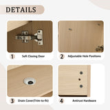 42" Freestanding Bathroom Vanity & Sink & 2 Soft Close Cabinet Doors - Oak / White