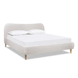 Roman - King Curved Headboard Upholstered Platform Bed - Light Beige