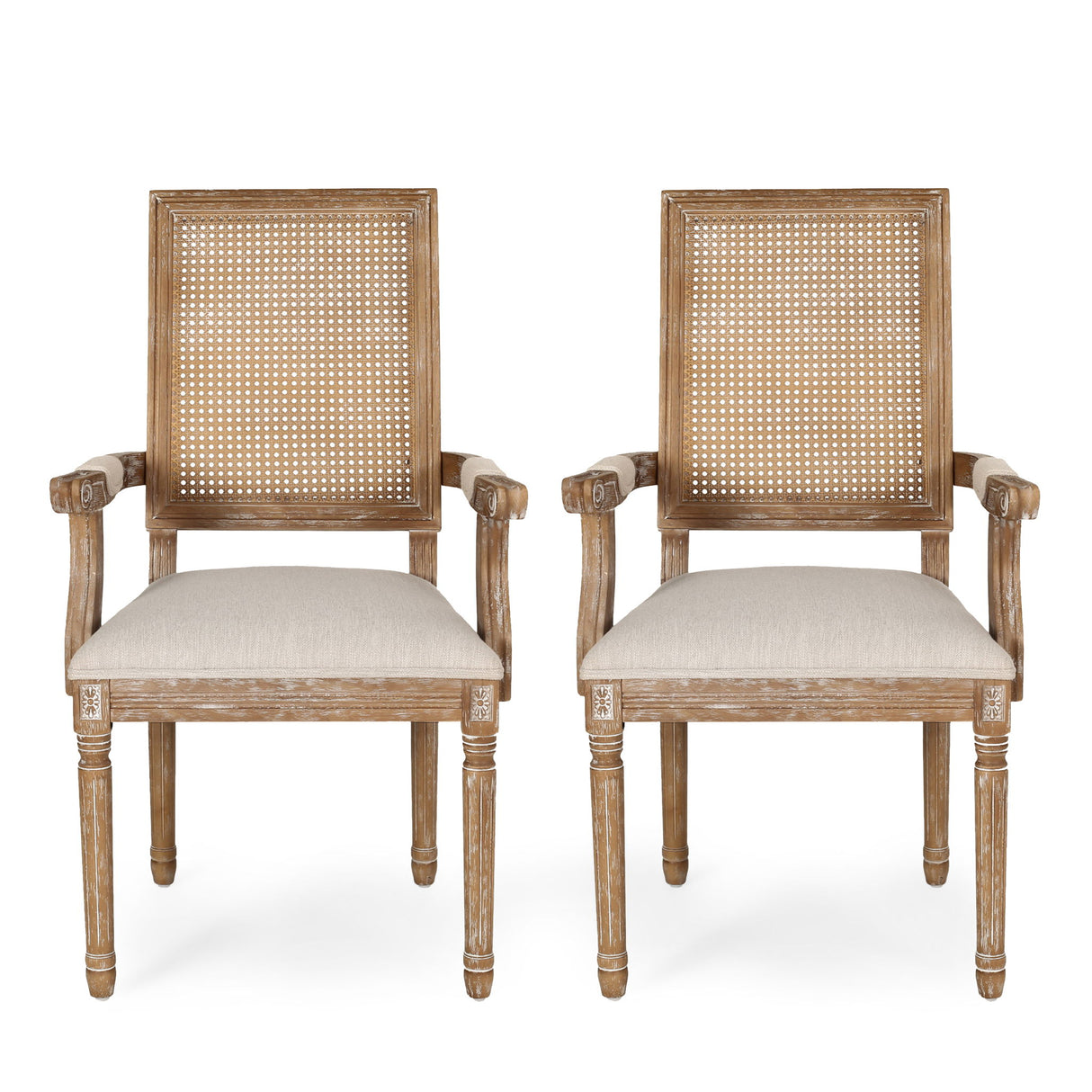 Upholstered Dining Chair With Cane Backrest