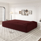 Modern Floor Sofa, With 2 Pillows, Convertible Teddy Fabric Foam Filled Bed