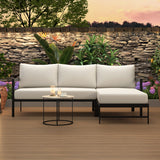 U-Style Outdoor L-Shaped Iron Patio Sofa with Thick Cushions Beige