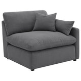 6 Piece Upholstered Modular Sectional Sofa With Reversible Cushions And Ottoman - Charcoal