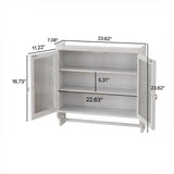 Vintage Double Door Wall Cabinet With Three Tiers Storage And Towel Rack - White Washed
