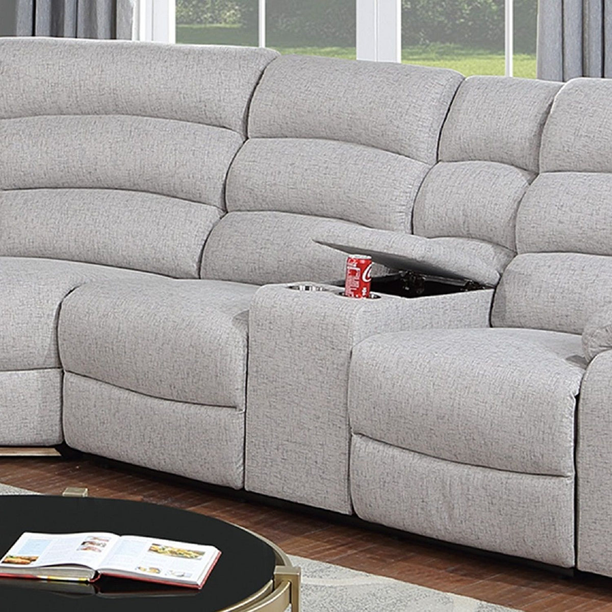 Manual Motion Reclining Loveseat 3 Piece Sectional Set With Console Storage And Cup Holders