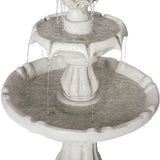 37.4"H 2-Tier White Polyresin Outdoor Water Fountain, Classic Pedestal Cascading Water Feature for Patio Garden Yard Decor