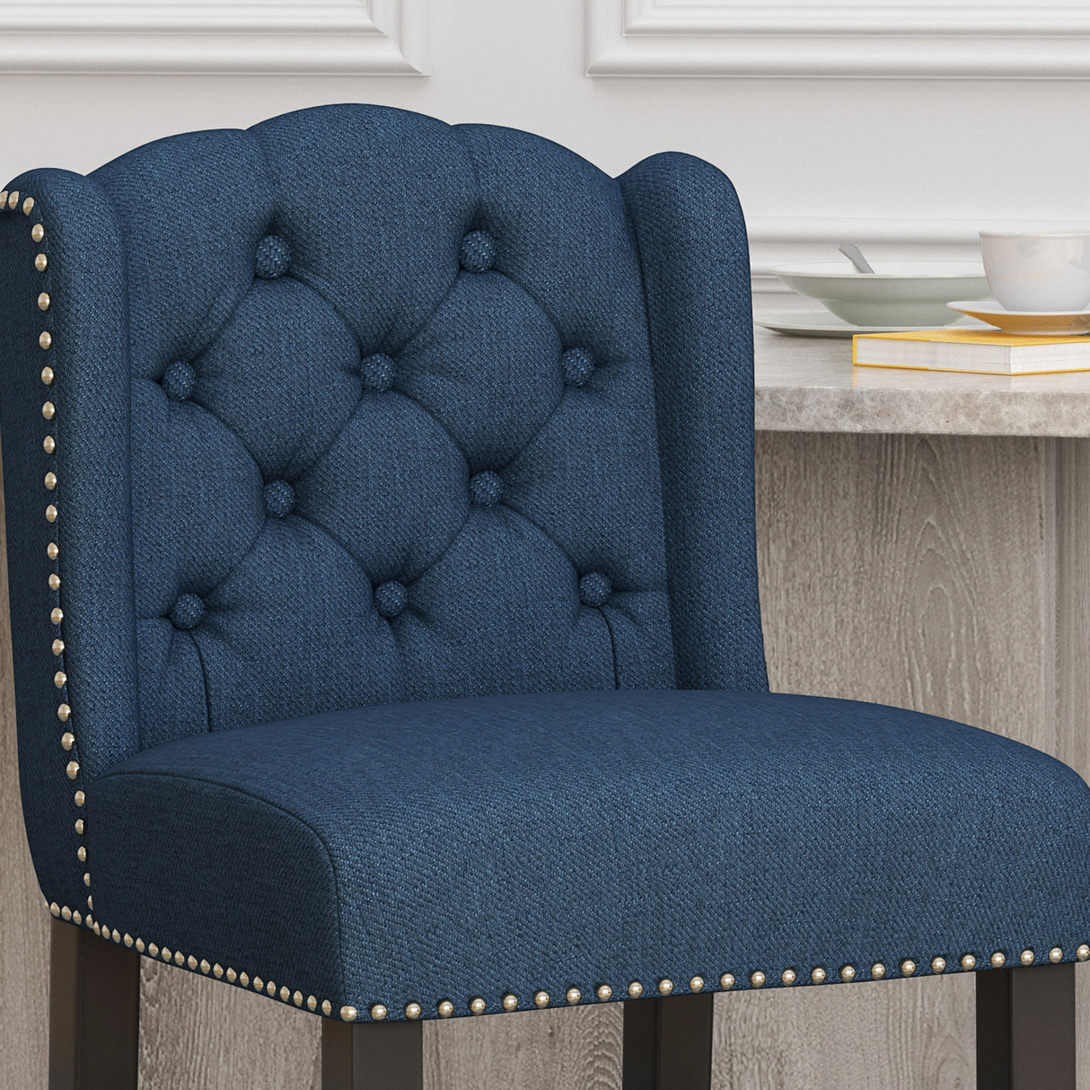 Vienna - Fabric Tufted Counter Stool With Nailhead Accents (Set of 2)